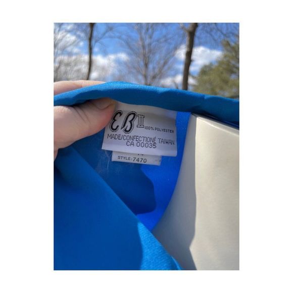 Vintage | 70s Electric Blue Blouse Statement Balloon Sleeve Secretary Office - Picture 10 of 12